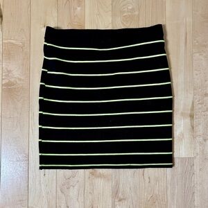 Forever 21 Black and Neon Green Striped Midi Skirt